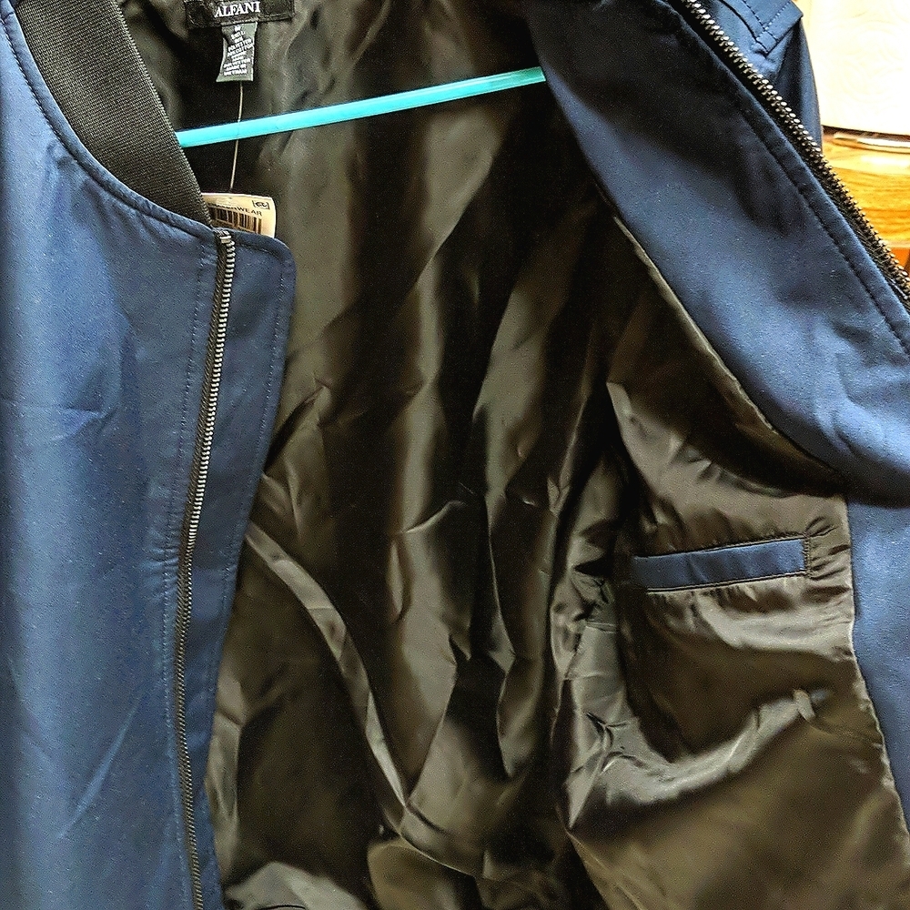 NWT Alfani bomber jacket dark blue men's size medium - Picture 4 of 6